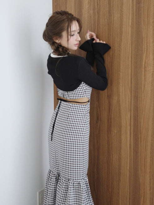 Back open houndstooth ensemble